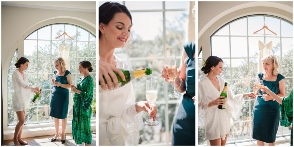 champagne toasts on wedding day